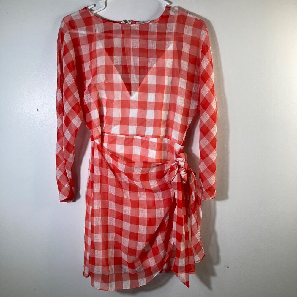 Womens Lovers & Friends‎ Seth Gingham Mini Dress Lined Red White S NWT